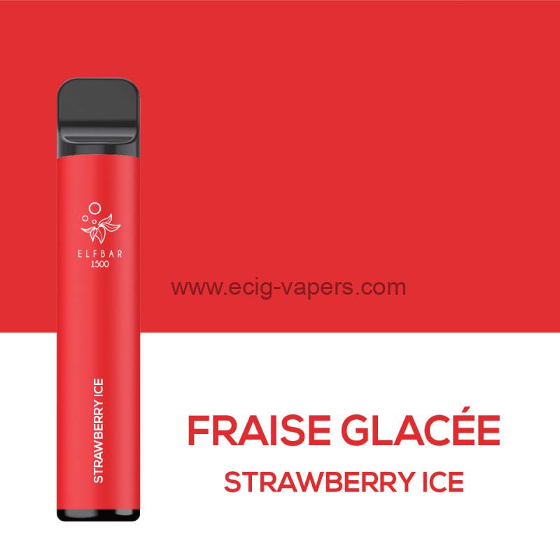 Elf Bar 1500 puff/0mg Strawberry Ice/ Fraise Glacée